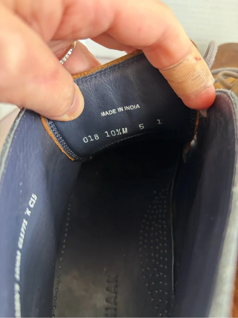 Cole Haan Brown Leather Chukka Boots with Navy Collar
